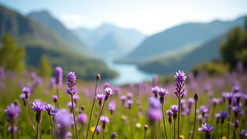 Spring wildflowers blooming along Killarney trail with blue sky