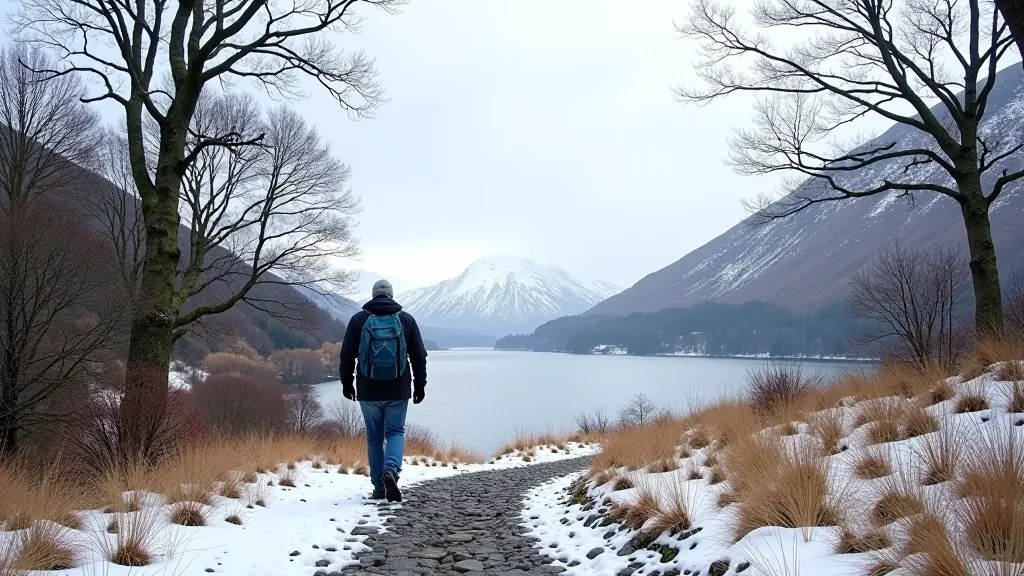 Winter landscape at Killarney with quiet trails and bare trees